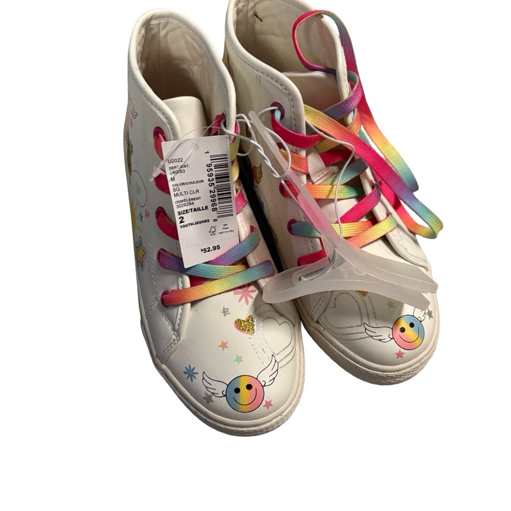 OshKosh B'gosh White Sneakers with Rainbow Laces